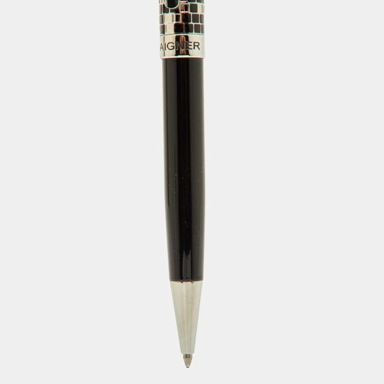 Aigner Leone Checkered Black Composite Silver Tone Ballpoint Pen