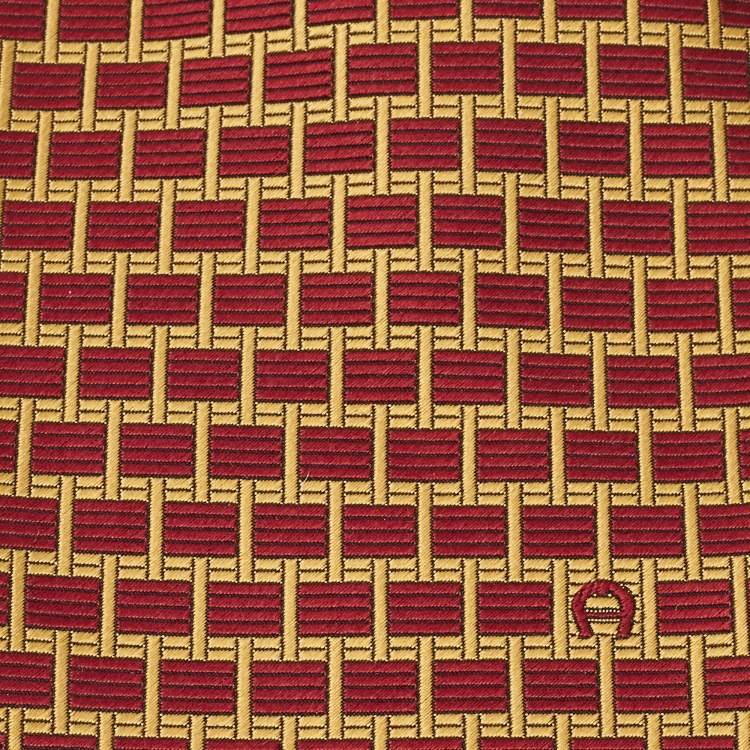 Pre Owned Aigner Red/Yellow Jacquard Silk Tie