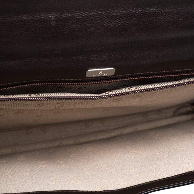 Pre Owned Aigner Dark Brown Leather Top Briefcase