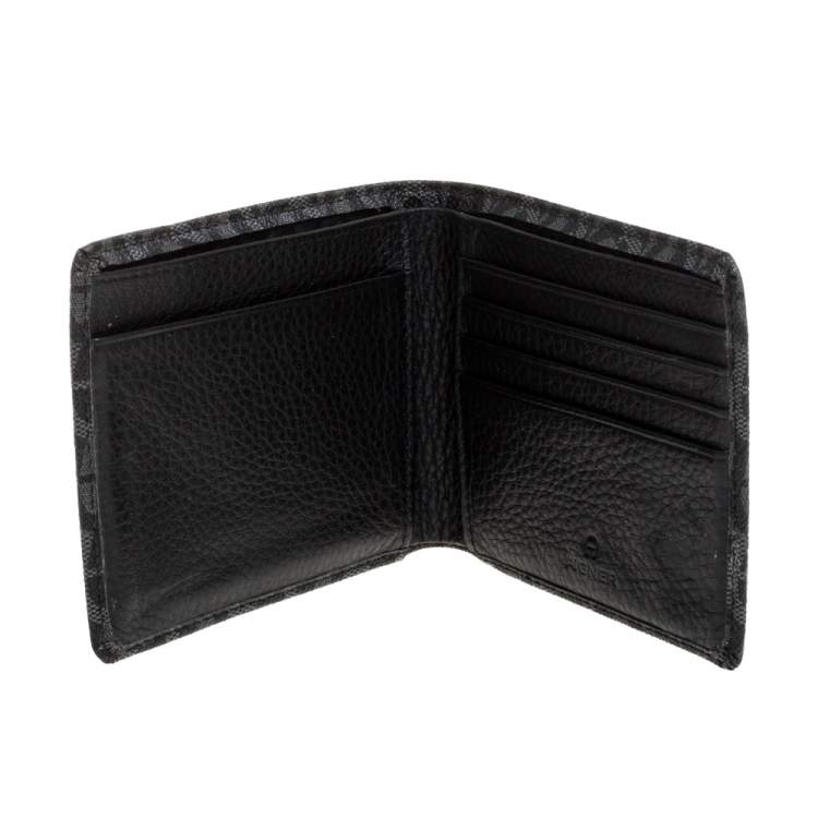 Pre Owned Aigner Black/Grey Monogram PVC Bifold Wallet