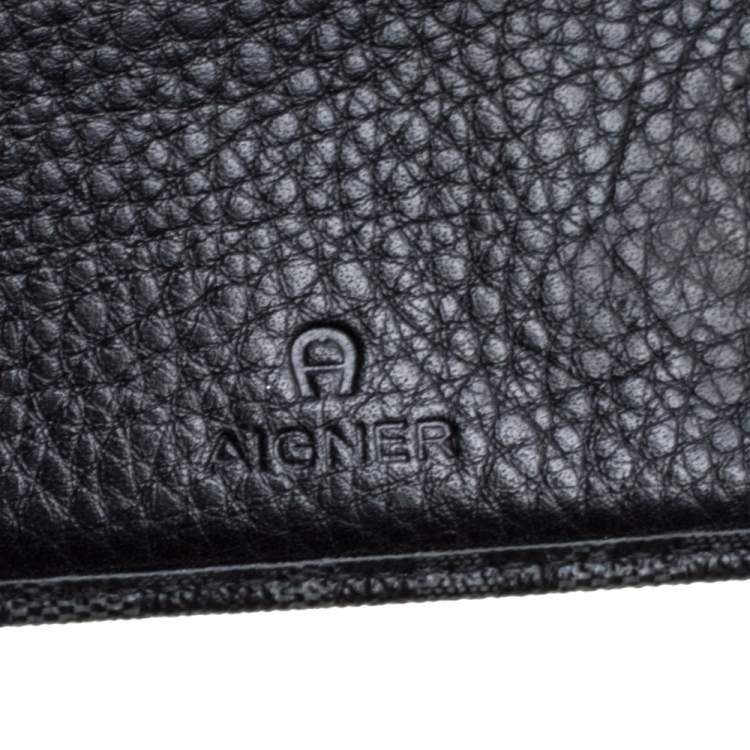 Pre Owned Aigner Black/Grey Monogram PVC Bifold Wallet