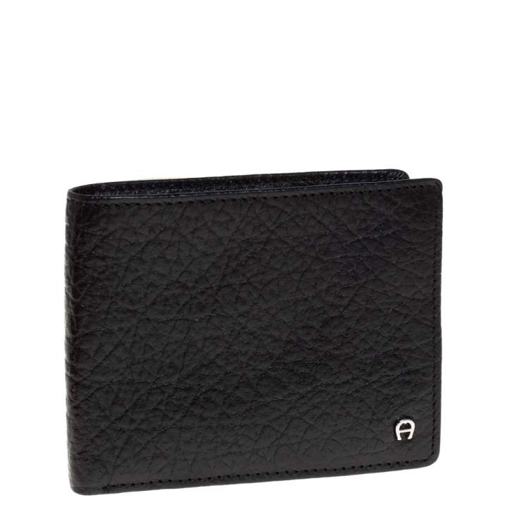 Pre Owned Aigner Black Leather Bifold Wallet