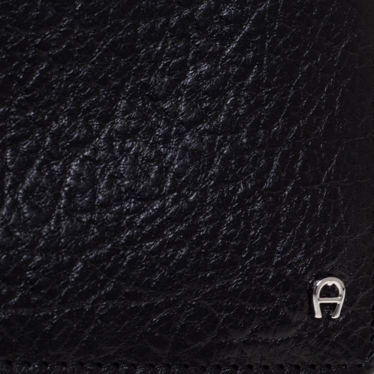 Pre Owned Aigner Black Leather Bifold Wallet
