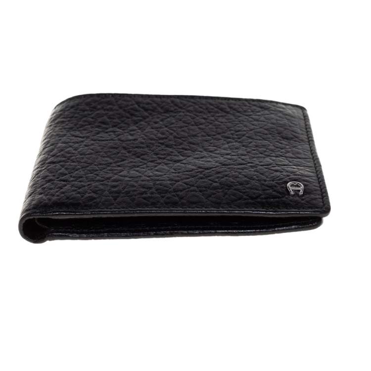 Pre Owned Aigner Black Leather Bifold Wallet