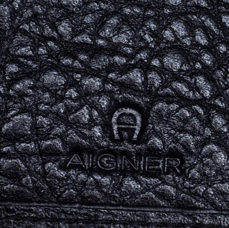 Pre Owned Aigner Black Leather Bifold Wallet