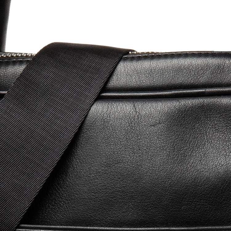 Pre Owned Aigner Black Textured Leather Laptop Bag
