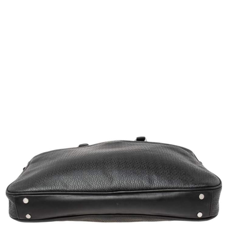 Pre Owned Aigner Black Textured Leather Laptop Bag