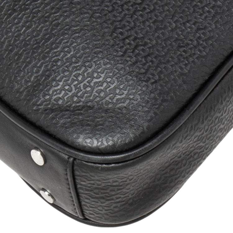Pre Owned Aigner Black Textured Leather Laptop Bag