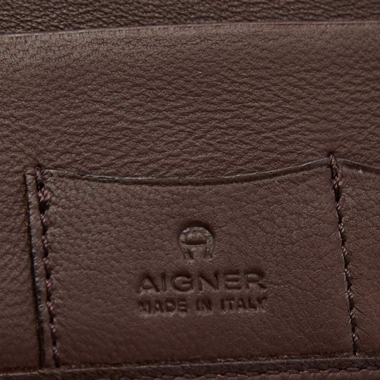 Pre Owned Aigner Brown Leather Bifold Wallet