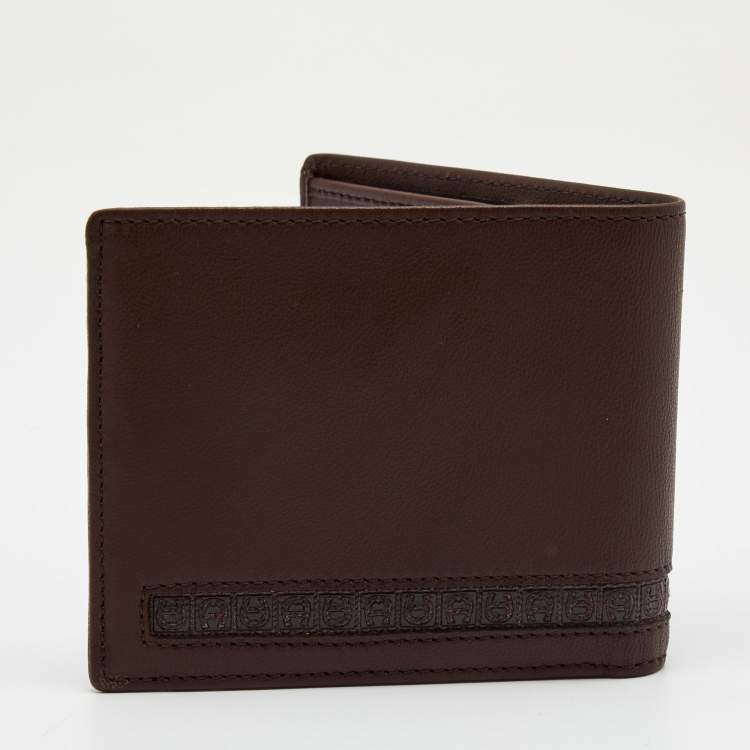 Pre Owned Aigner Brown Leather Bifold Wallet