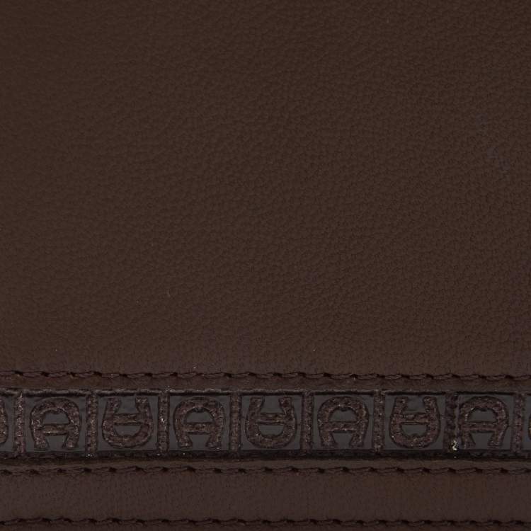 Pre Owned Aigner Brown Leather Bifold Wallet