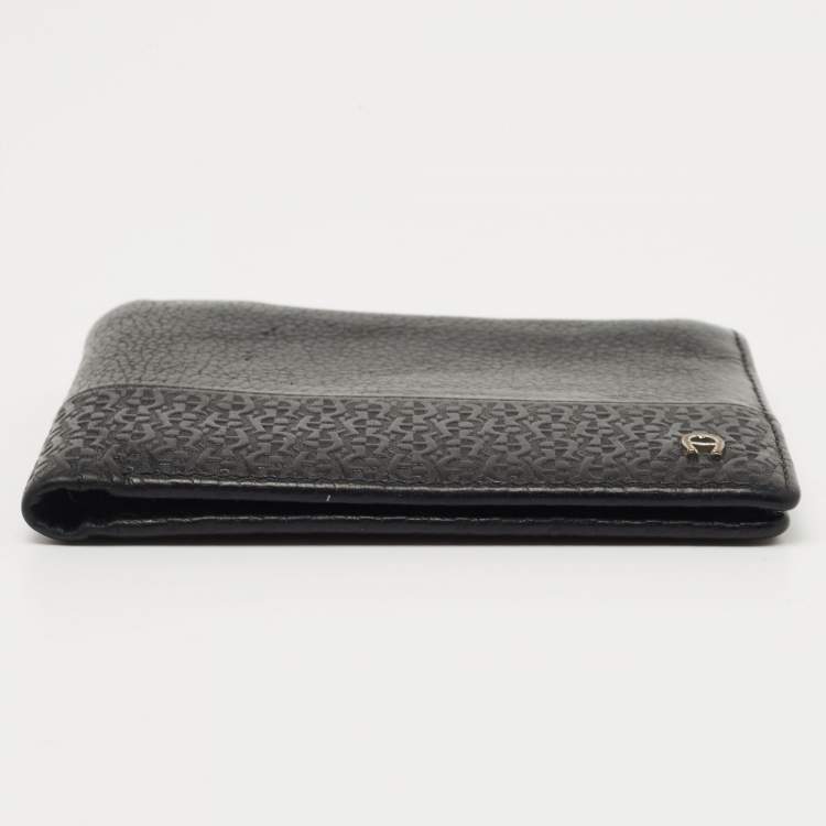 Pre Owned Aigner Black Leather Bifold Wallet
