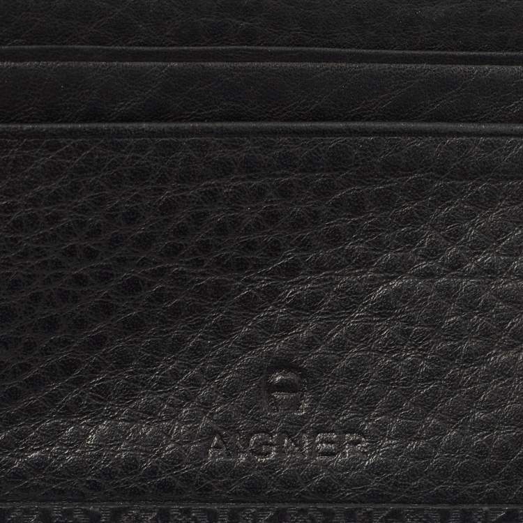Pre Owned Aigner Black Leather Bifold Wallet