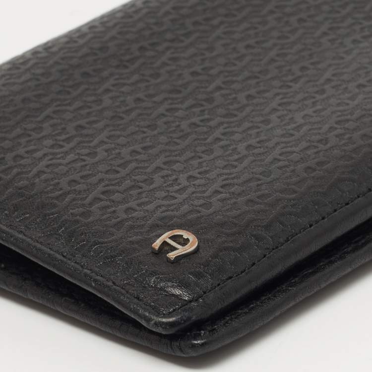 Pre Owned Aigner Black Leather Long Wallet