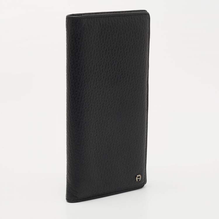 Pre Owned Aigner Black Leather Long Wallet