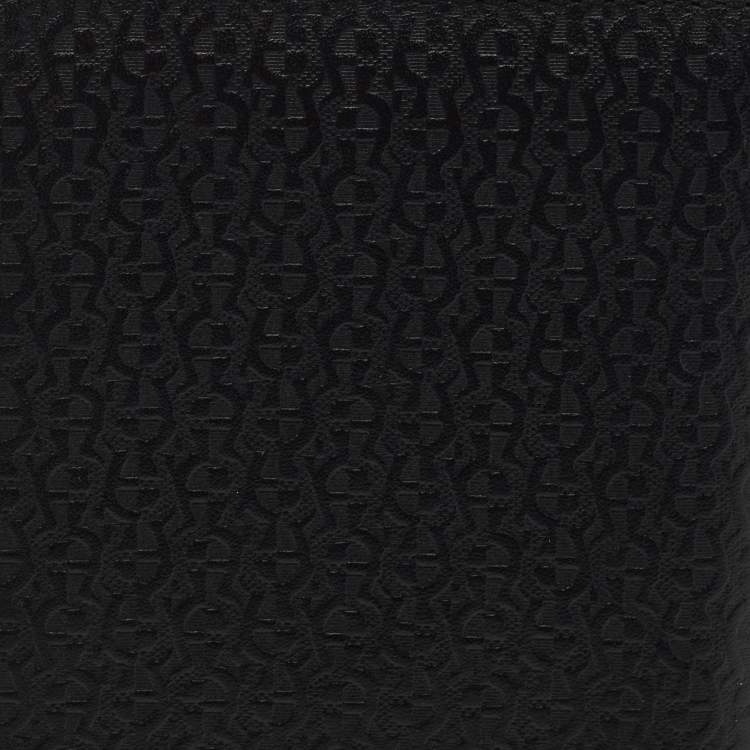 Pre Owned Aigner Black Leather Long Wallet