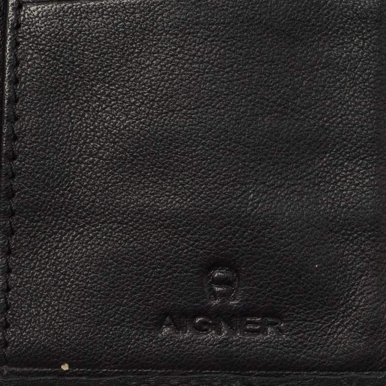 Pre Owned Aigner Black Leather Long Wallet