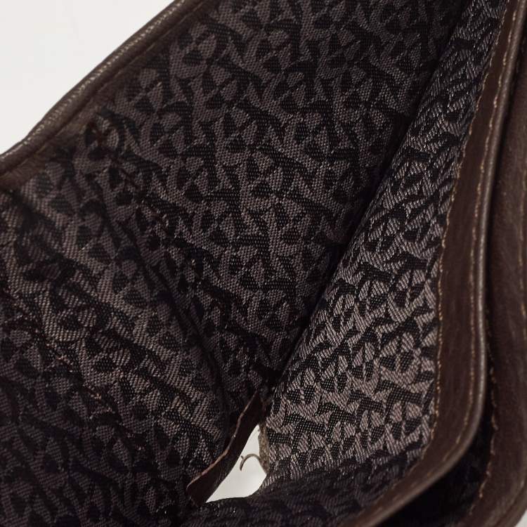 Pre Owned Aigner Brown/Beige Signature Coated Canvas Bifold Wallet