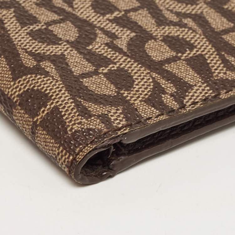 Pre Owned Aigner Brown/Beige Signature Coated Canvas Bifold Wallet