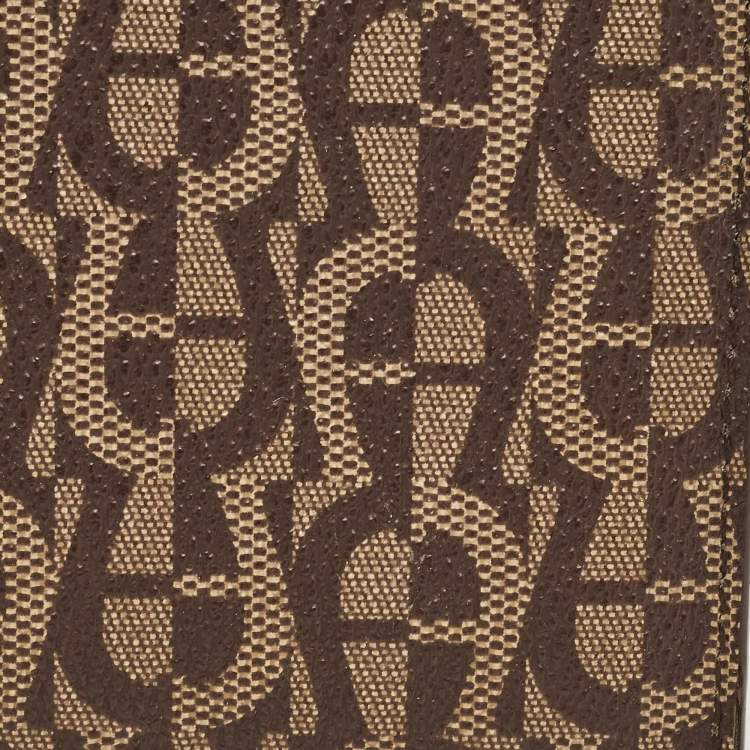 Pre Owned Aigner Brown/Beige Signature Coated Canvas Bifold Wallet