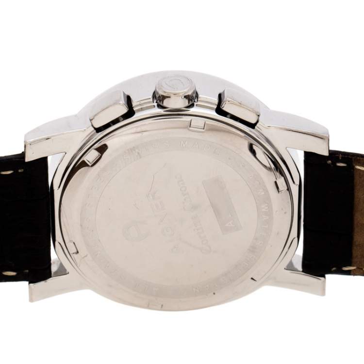 Pre Owned Aigner Mother of Pearl Stainless Steel Cortina Chrono A26100 Men's Wristwatch 38 mm