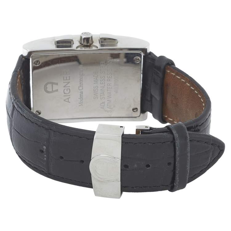Pre Owned Aigner Silver Stainless Steel Modena Chronograph A03100 Men's Wristwatch 31MM