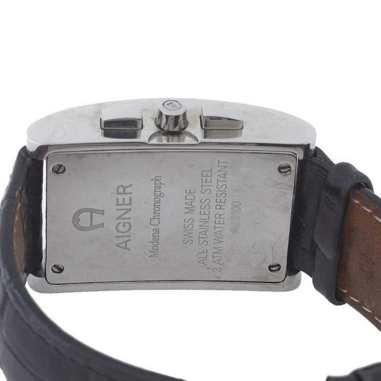 Pre Owned Aigner Silver Stainless Steel Modena Chronograph A03100 Men's Wristwatch 31MM