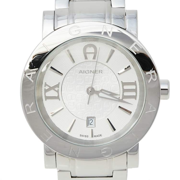 Pre Owned Aigner Silver Stainless Steel Cortina A26000 Men's Wristwatch 41 mm