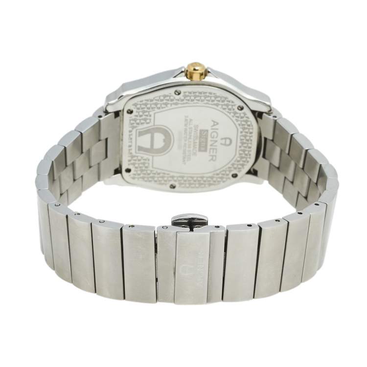 Pre Owned Aigner Silver Two Tone Stainless Steel Signa A105101 Men's Wristwatch Set 40 mm 