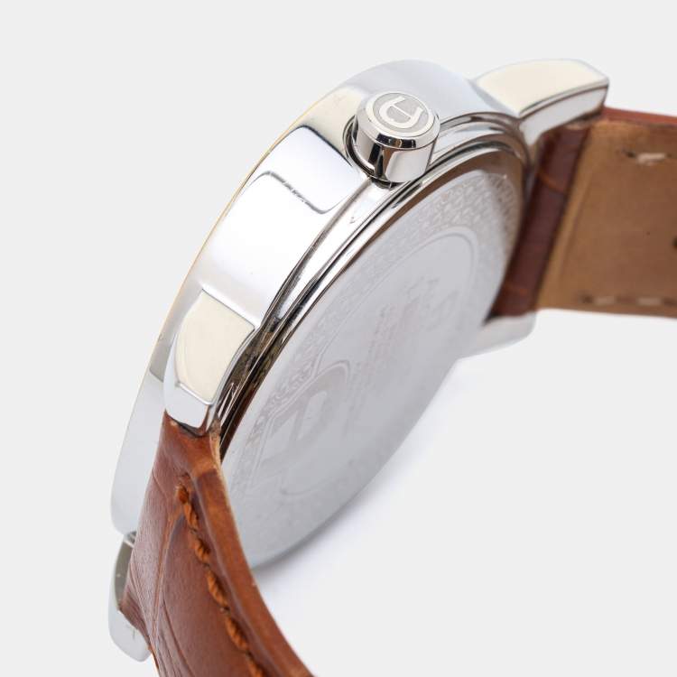 Pre Owned Aigner White Two Tone Stainless Steel Leather Cortina A26000 Men's Wristwatch 41 mm 