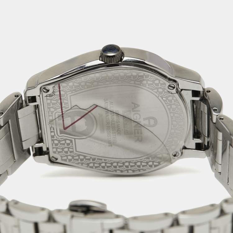 Pre Owned Aigner Silver Stainless Steel Vicenza A111100 Men's Wristwatch 39 mm