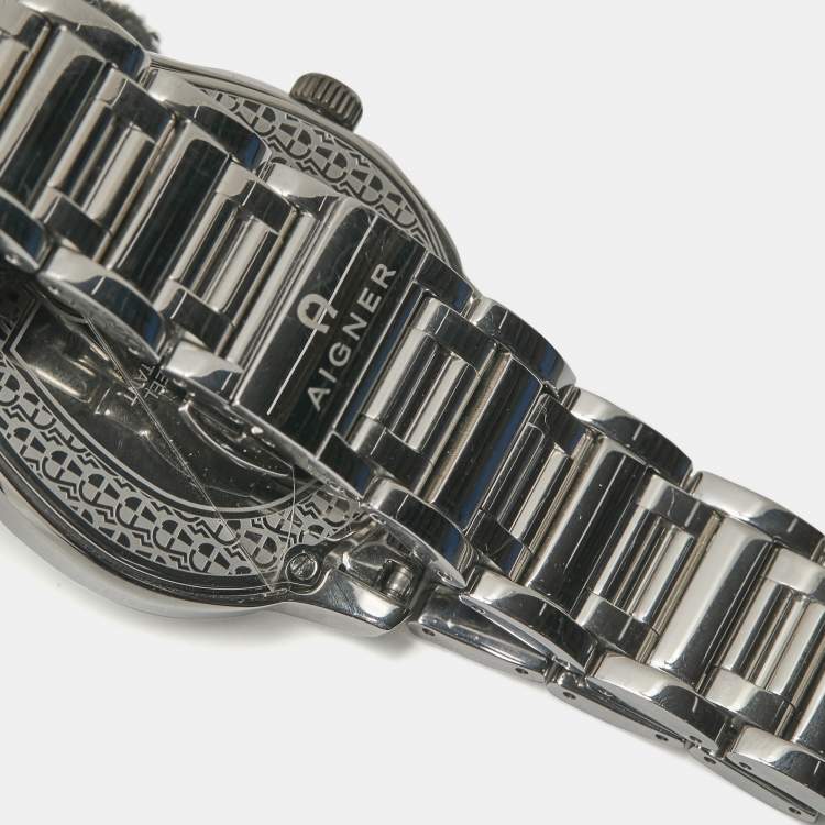 Pre Owned Aigner Silver Stainless Steel Vicenza A111100 Men's Wristwatch 39 mm