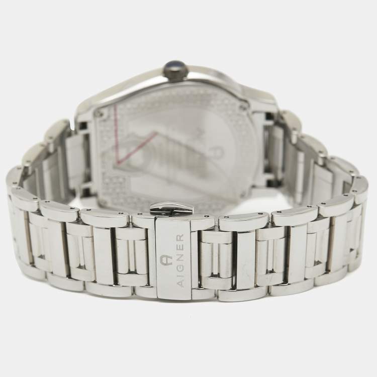 Pre Owned Aigner Silver Stainless Steel Vicenza A111100 Men's Wristwatch 39 mm