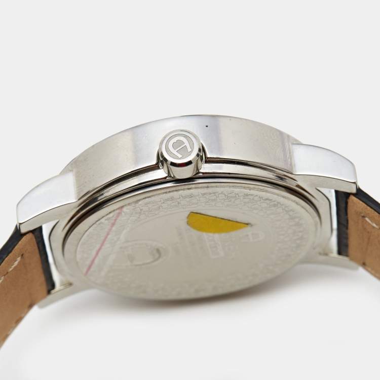 Pre Owned Aigner Silver Stainless Steel Leather Cortina A26000 Men's Wristwatch 41 mm