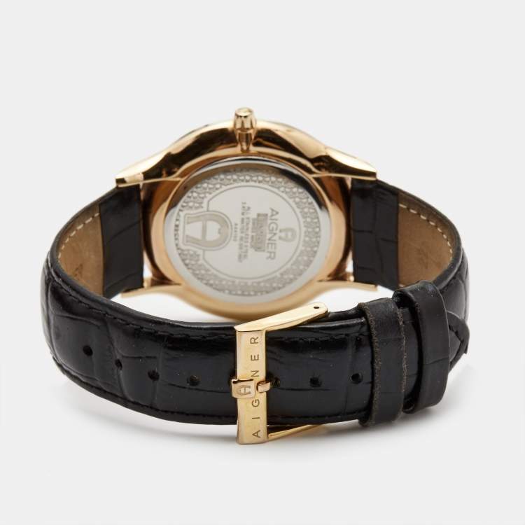 Pre Owned Aigner Silver Two Tone Stainless Steel Trevisio A44100 Men's Wristwatch 42 mm