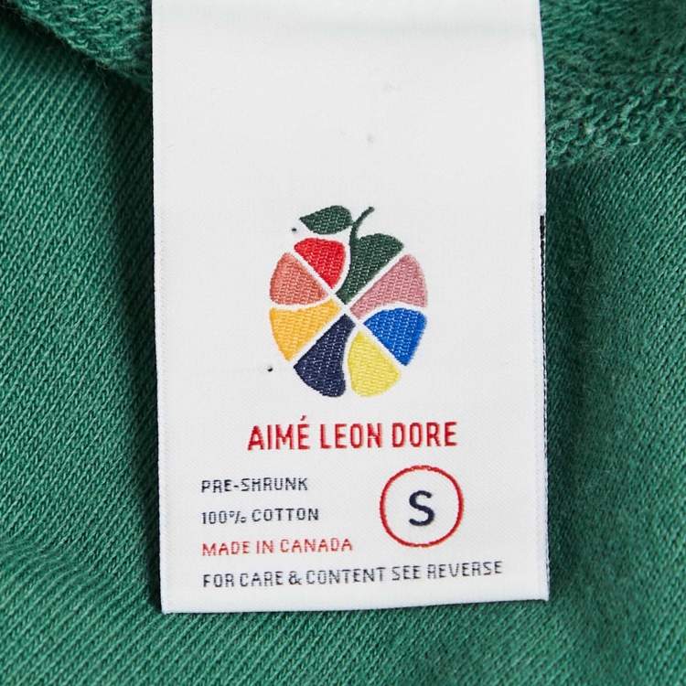 Pre Owned Aime Leon Dore Green Logo Print Cotton Sweatshirt S
