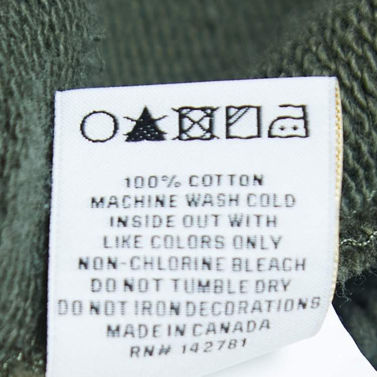 Pre Owned Aime Leon Dore Military Green Logo Print Cotton Hoodie M