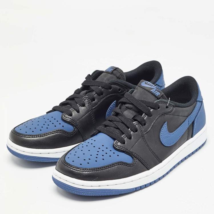 Pre Owned Air Jordans Blue/Black Leather Jordan 1 Retro Low OG Mystic Navy Sneakers Size 40
