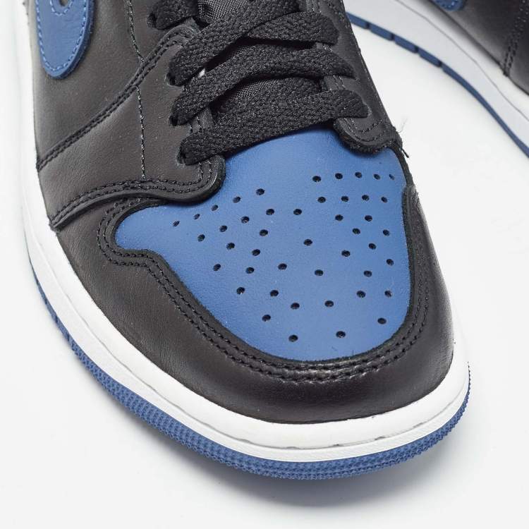 Pre Owned Air Jordans Blue/Black Leather Jordan 1 Retro Low OG Mystic Navy Sneakers Size 40