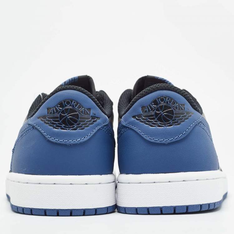Pre Owned Air Jordans Blue/Black Leather Jordan 1 Retro Low OG Mystic Navy Sneakers Size 40