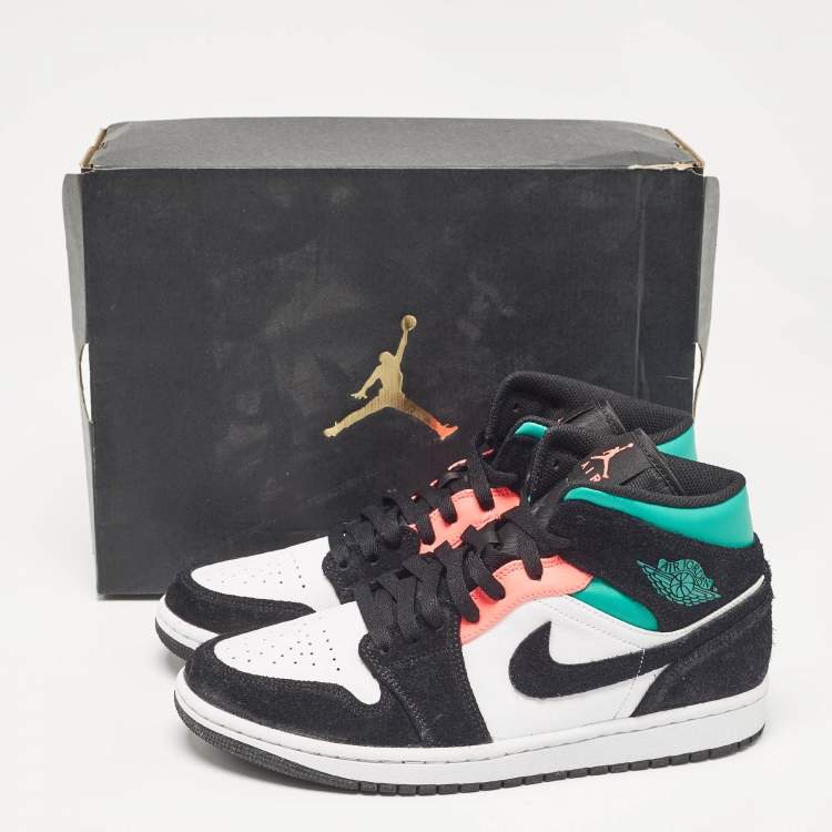 Pre Owned Air Jordans Multicolor Leather and Suede Jordan 1 Mid SE South Beach Sneakers Size 42