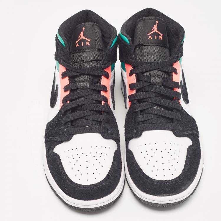 Pre Owned Air Jordans Multicolor Leather and Suede Jordan 1 Mid SE South Beach Sneakers Size 42