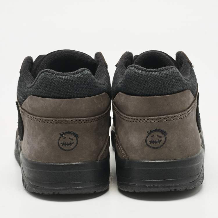 Pre Owned Air Jordans Brown/Black Suede and Canvas Jordan Jumpman Jack TR Travis Scott Dark Mocha Sneakers Size 42