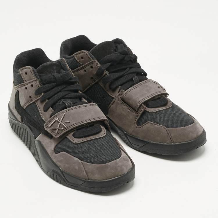 Pre Owned Air Jordans Brown/Black Suede and Canvas Jordan Jumpman Jack TR Travis Scott Dark Mocha Sneakers Size 42