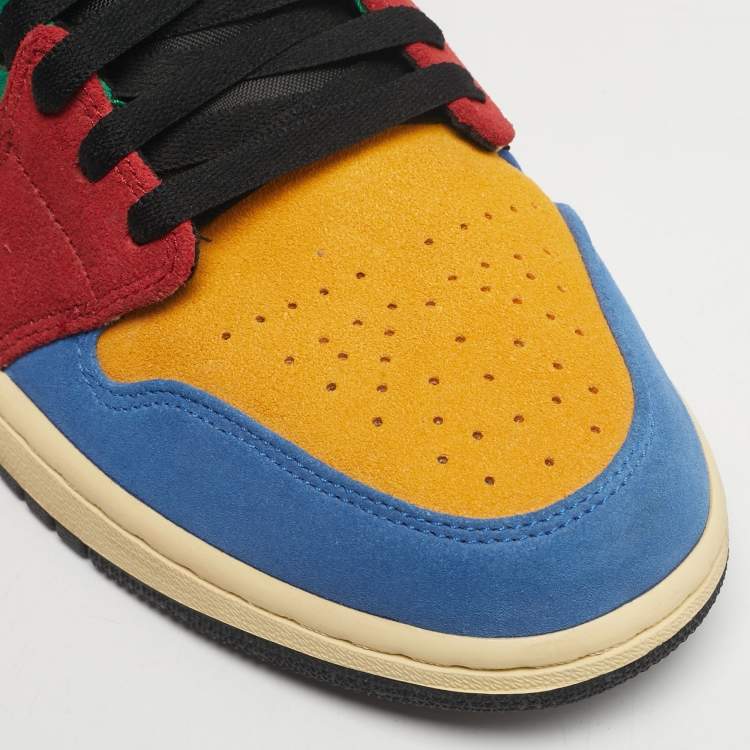 Pre Owned Air Jordans Multicolor Suede and Corduroy Jordan 1 Mid SE Fearless Blue the Great Sneakers Size 45