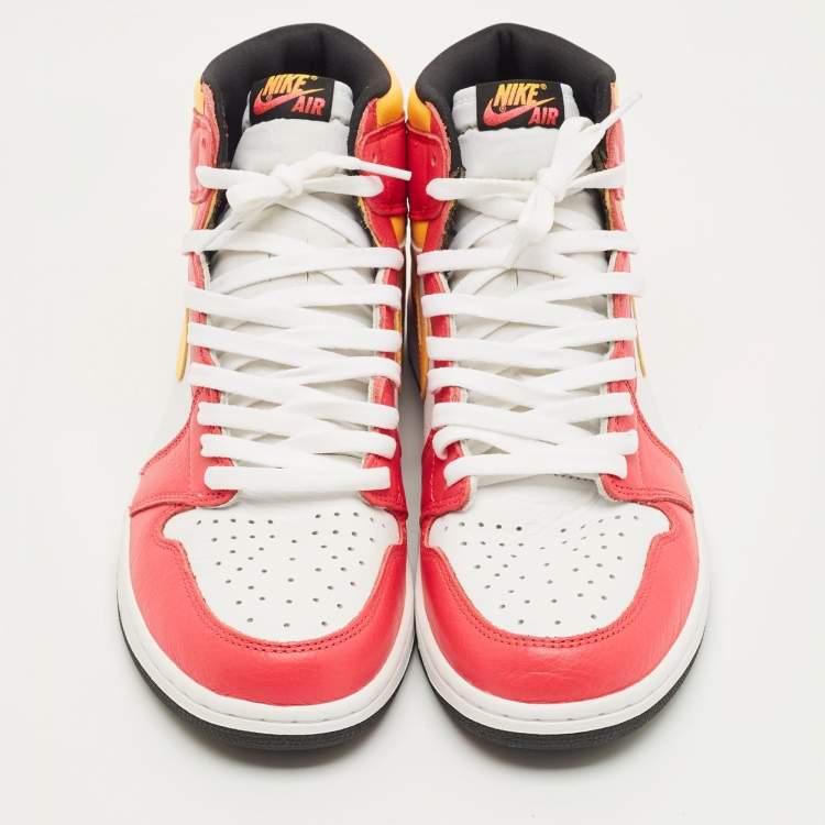 Pre Owned Air Jordans Multicolor Leather Jordan 1 Retro High OG Light Fusion Red Sneakers Size 45.5