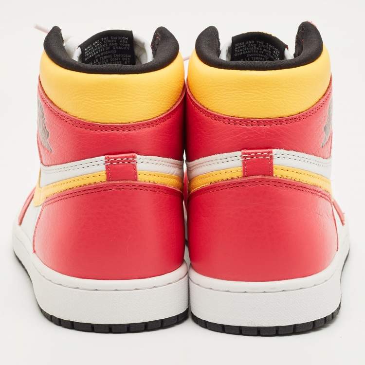 Pre Owned Air Jordans Multicolor Leather Jordan 1 Retro High OG Light Fusion Red Sneakers Size 45.5