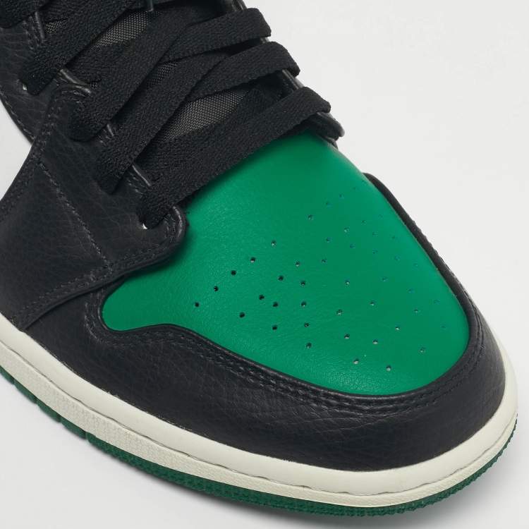 Pre Owned Air Jordans Multicolor Leather Jordan 1 Mid Green Toe Sneakers Size 45