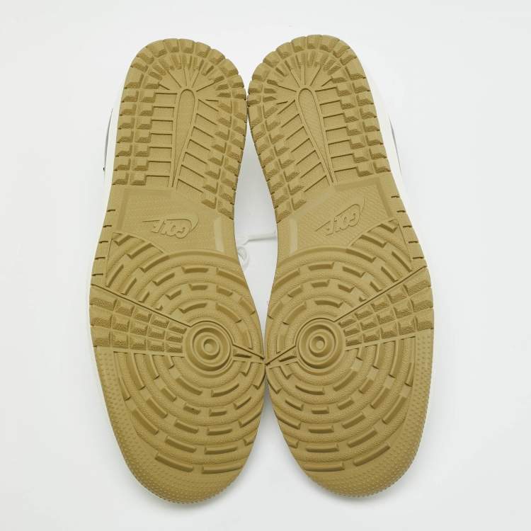 Pre Owned Air Jordans Multicolor Nubuck and Leather Jordan 1 Retro Low Golf Travis Scott Neutral Olive Sneakers Size 44.5