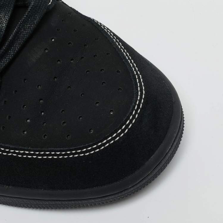 مملوكة مسبقًا Air Jordans Black Nubuck Leather Jordan 1 Retro Low OG SP Travis Scott Black Phantom Sneakers Size 44.5